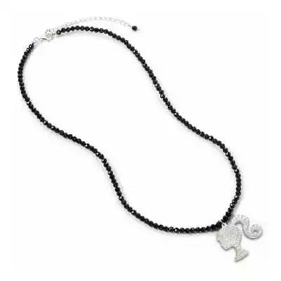 Buy Barbie Pendant & Necklace Silhouette On Black Onyx Bead (Sterling Silver) • 55.27£
