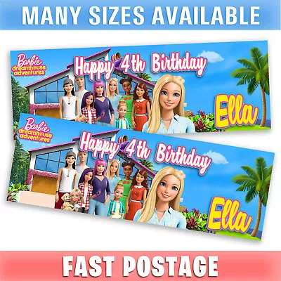 Buy Barbie Dreamhouse Adventures Personalised Birthday Party Banner Game Girls Kids • 3.99£