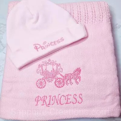Buy Princess Horse Carriage Pink Embroidered Reborn Doll Personalised Hat Blanket • 27.58£