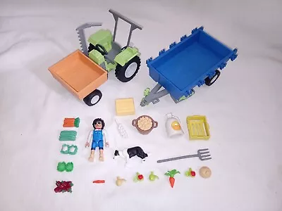 Buy Playmobil Farm / Stables - Tractor And Trailer With Accessories - VGC • 11.95£