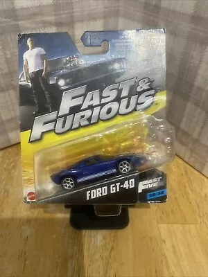 Buy Fast & Furious Fast Five Blue Ford GT 40 BNIP Damaged Card 1-55 Scale Mattel • 5.99£