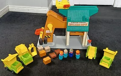 Buy Vintage Fisher Price Lift N Load Depot With 4 Vehicles, 4 Figures, Etc. • 50£