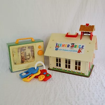 Buy Vintage Fisher Price School House, Frere Jacques Musical TV, 90's Baby Key Toy • 28£