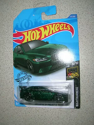 Buy Hot Wheels Nightburnerz Jaguar Xe Sv Project 8 In Metallic Green Long Card • 6.99£