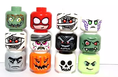 Buy Lego 12 Minifigure Head Halloween Skeleton Zombie Mummy Monster Pumpkin    Set A • 6.99£