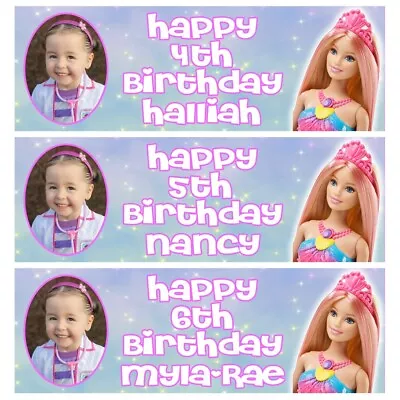 Buy BARBIE Personalised Birthday Photo Banners - Barbie Birthday Banners - Barbie • 6.99£