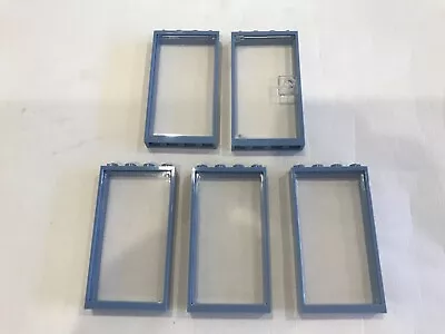 Buy 5 X Lego Door / Window Frame 1 X 4 X 6 Sand Blue With Glass Inserts - P/N 60596 • 5.99£