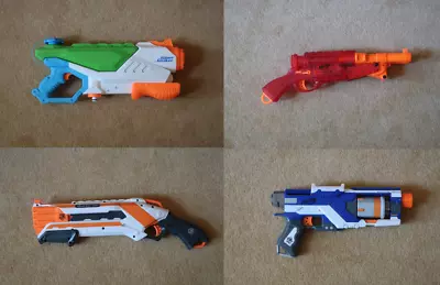 Buy NERF GUN BUNDLE 4x GUNS (3x Foam Bullet Blaster, 1x Super Soaker) • 5£