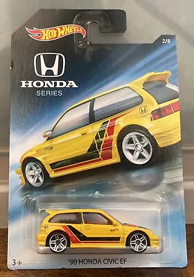 Buy Hot Wheels ‘90 Honda Civic EF Yellow Honda Series 2/8 2018 Die-cast • 8.99£