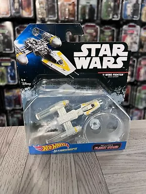 Buy Star Wars - Hot Wheels Starships - Y-Wing Fighter (Gold Leader) Flight Stand • 10£