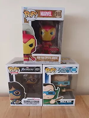 Buy Marvel Funko Pop Bundle Mystic Armour Iron Man Kamala Khan Ms Marvel Mole Man • 25£