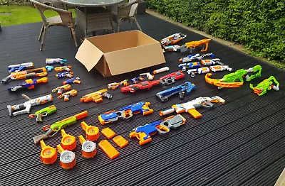 Buy HUGE NERF BLASTER BUNDLE 30+ Blasters With Accessories Working VGOOD CONDITION • 129.99£