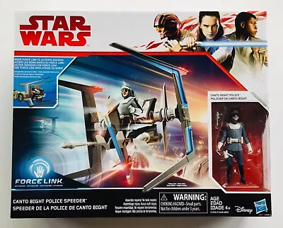 Buy Star Wars New Force Link Canto Bight Police Speeder Vehicle + Action Figure Misb • 24.99£