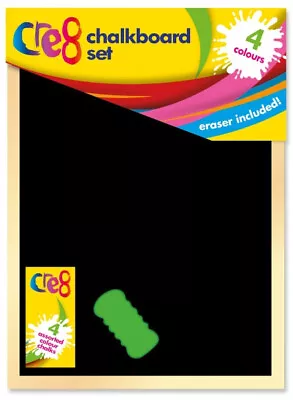 Buy Chalkboard Set With Eraser And Chalk Art Fun Kids Drawing Gift Dry Wipe Message • 4.74£