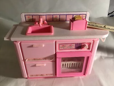 Buy Vintage Barbie 1991 Mattel Wash & Watch Pink Kitchen Sink, Dishwasher With Parts • 23.30£
