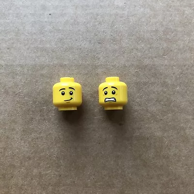 Buy Lego 2 X Man Men Spare Heads For Minifigures, Happy Smiley Worried Expressions • 1.20£