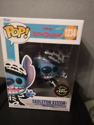 Buy Funko Pop! Disney Lilo & Stitch #1234 SKELETON STITCH ( GLOW CHASE ) W/Protector • 27£