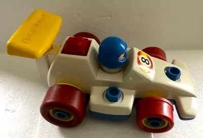Buy Vintage 1984 Fisher Price Racing Car & Driver - Pull Back & Go Take Apart Build • 11.50£