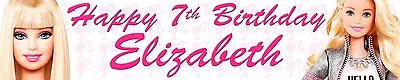 Buy 2 X Barbie Personalised Birthday Banners • 4.99£