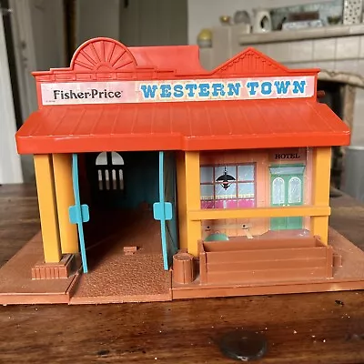 Buy VINTAGE FISHER PRICE WESTERN TOWN No 934 PLAY SET - No Accessories Vgc • 15£