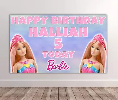 Buy BARBIE Personalised Birthday Backdrop - Barbie Birthday Banner - Barbie Backdrop • 17.99£