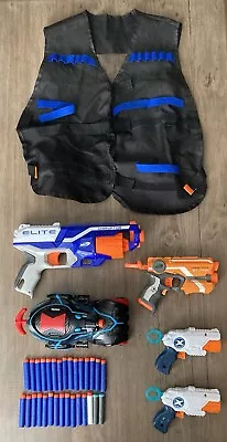 Buy NERF Gun Bundle - Disruptor, Firestrike, Black Panther, Xshot, Vest & 30 Bullets • 14.99£