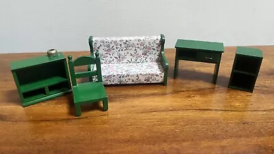 Buy Sylvanian Families | Green Living Room Furniture | 5 X Vintage Pieces • 12£