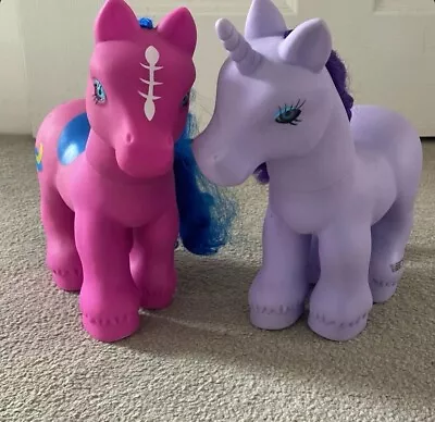 Buy My Little Pony 2005 Purple Unicorn And Pink Pony. Moveable Heads, Large 10 Inch. • 10£