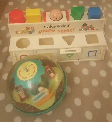 Buy Vintage Fisher Price Roly Poly Chime Ball And Shape Sorter Retro • 18£