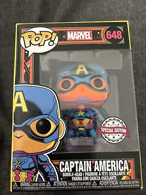 Buy Funko POP! Marvel Captain America Blacklight #648 Vinyl Figure Special Edition  • 7.05£