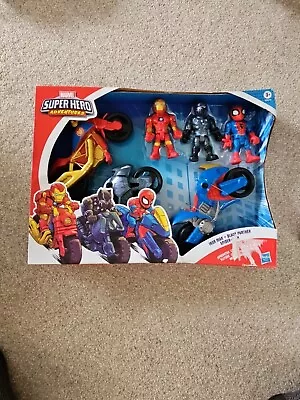 Buy Marvel 3 Pack Super Hero Adventures Figures Iron Man Black Panther Spiderman • 33.99£