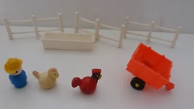 Buy Vintage 1971 Fisher Price  FARM CHICKENS, FARMER FIGURE And Accessories + Extras • 12.95£