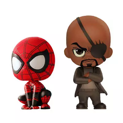 Buy Far From Home Spider-Man & Nick Fury Cosbaby 3.75  Hot Toys Bobble-Head Fig 2Pk • 66.48£