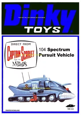 Buy Dinky Toys Spv Captain Scarlet  A5 Shop Counter / Wall Display  New .  Joe 90 • 7.95£