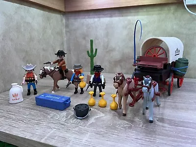 Buy Playmobil 5248 Western Covered Wagon With Raiders - Used Good Condition • 5£