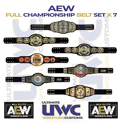 Buy WWE AEW Belts Full Custom Set X 7 For Jazwares / Mattel/ Jakks / Elite Figures • 9.99£