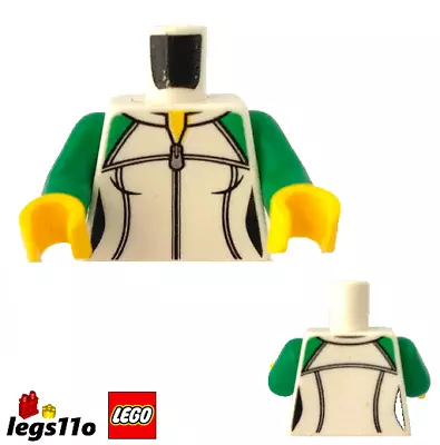 Buy LEGO Minifigure Torso Body - White / Green Female Gym Tracksuit Top NEW • 2.97£