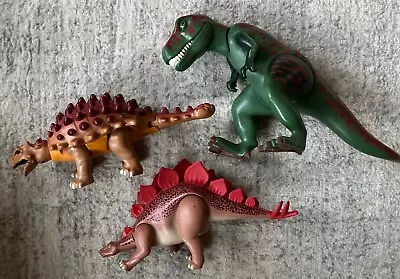 Buy Playmobil Dinosaur Figures X 3 - Tyrannosaurus Rex Ankylosaurus Stegosaurus • 25£