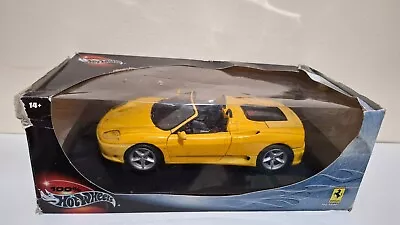 Buy 100% Hot Wheels 1:18 Ferrari 360 Spider HTF Yellow Boxed + Stand 2000 Model Car • 89.99£