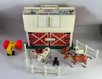 Buy Vintage Fisher Price Little People Play Family Farm 70s Animals Figures Vehicles • 45.61£