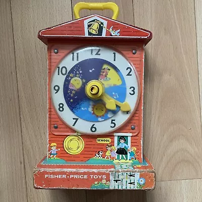 Buy Vtg Fisher-Price Teaching Clock Wind Up Music Box  1962-1968 Made In Japan • 10£