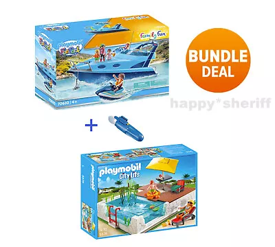 Buy Playmobil Summer Sets 70630 And 7350 Yacht W Motor And Set 5575 Swimming Pool • 159.55£