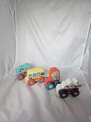 Buy Fisher Price Wooden Vehicle Set X4. Animals Wooden Cars Toys. Montessori Style  • 6.50£