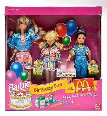 Buy 1993 NrfB Birthday Fun At McDonald's Gift Set: Barbie, Todd, Stacie / Mattel 11589 • 131.41£