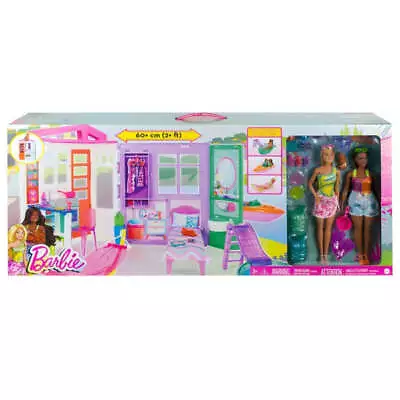 Buy Barbie Holiday Fun Summer Beach House, Dolls And Accessories • 79.99£