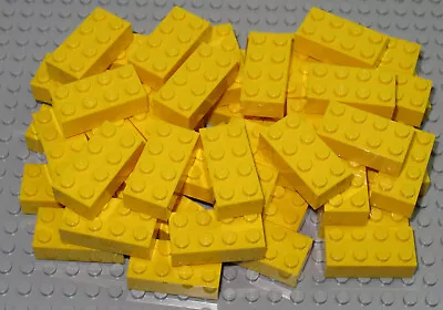 Buy LEGO Bricks   2x4 X 50 Pcs - Yellow - Brand New - Part.no. 3001 • 13.95£