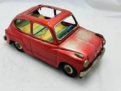 Buy Vintage Red Fiat 600 Tin Toy Friction Car 1960s Bandai Rare Japan! • 12.04£