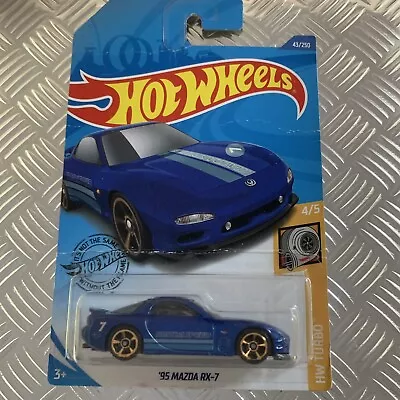 Buy Hot Wheels ‘95 Mazda RX-7  1:64 Mattel Diecast (Blue) Long Card (Crease) • 4£