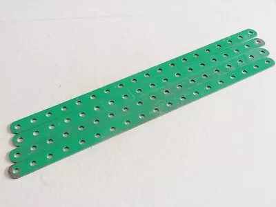 Buy 4 Meccano 19 Hole Perforated Metal Strips Part 1a Repainted Green Stamped MMIE • 3.20£