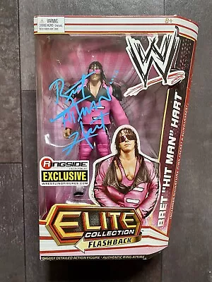 Buy NEW WWE Ringside Exclusive Mattel Elite Bret Hart Figure Signed With Case • 100£